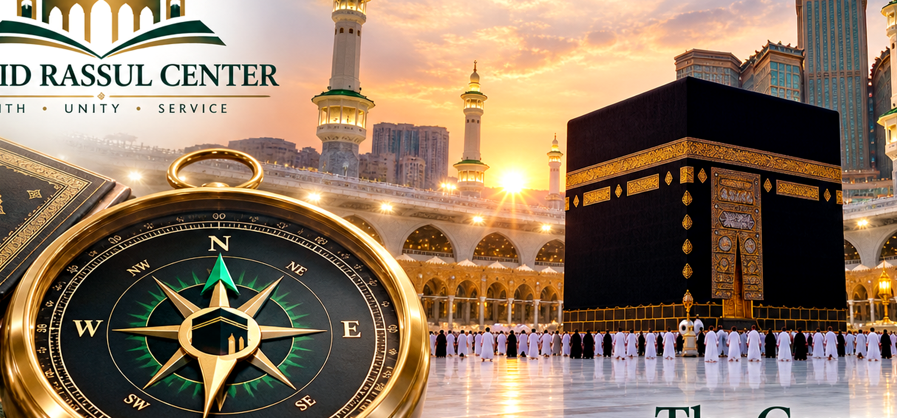 Kaaba and Qibla compass in Makkah